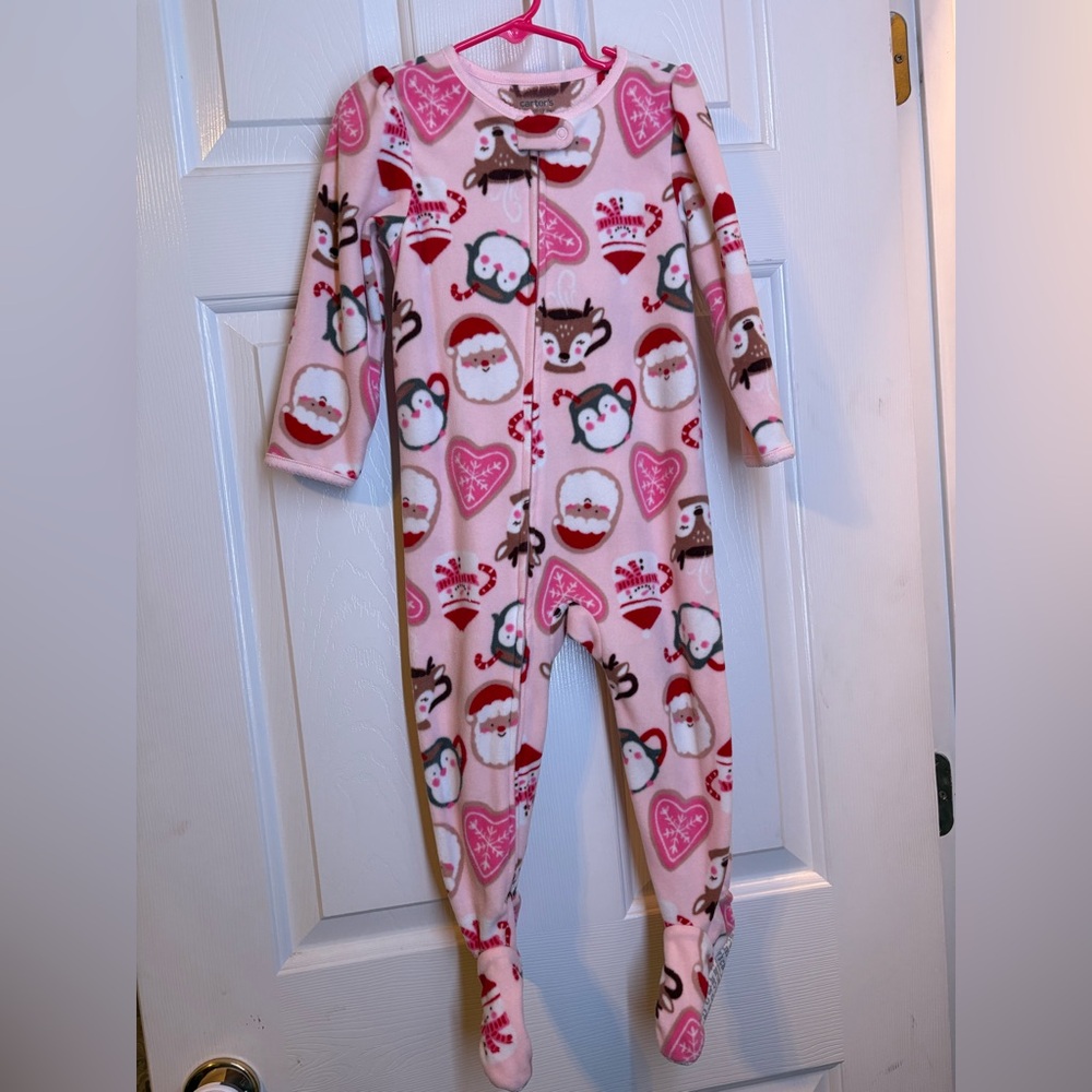 Carter's Just One You 2T Brown and Pink Reindeer Pajamas